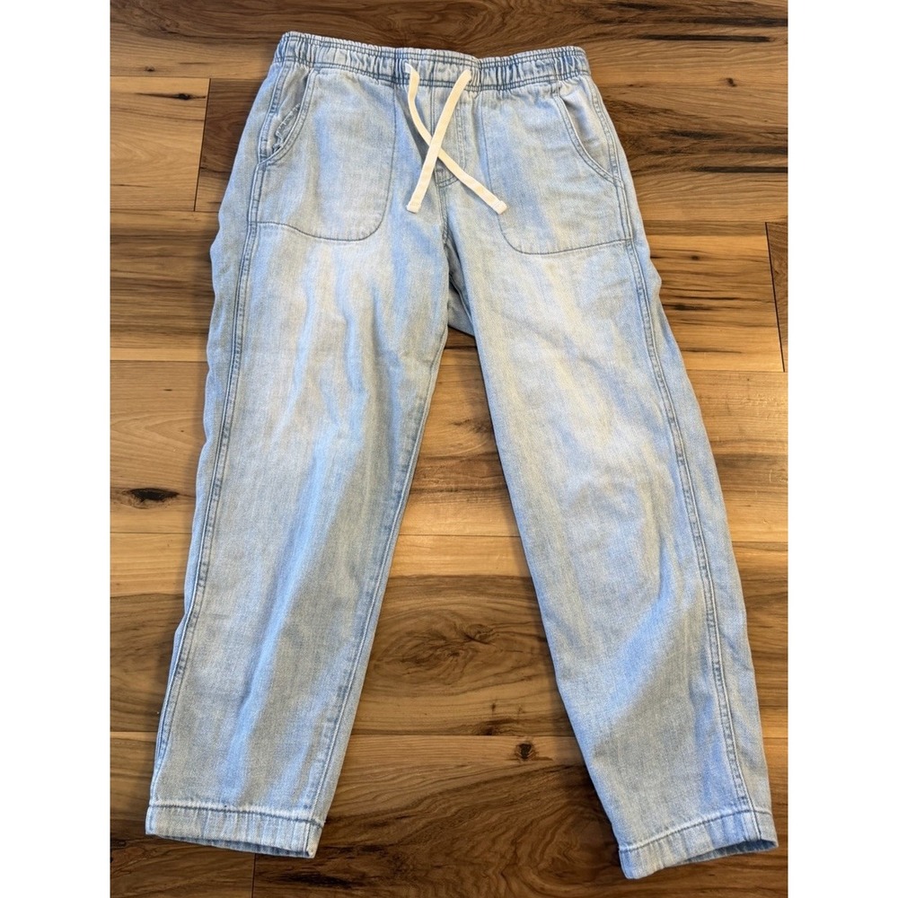 Gap Denim Easy Jean Womens S Blue Light Wash Elastic Waist Cotton Relaxed Pant
